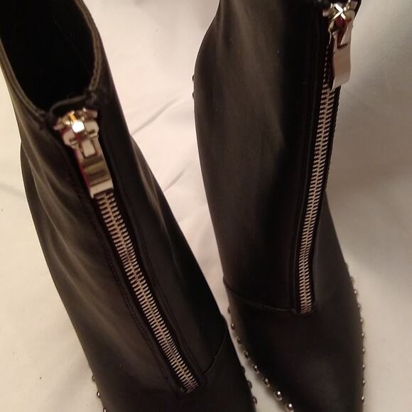 Womens Rivets Pointed Toe Ankle Riding Boots High Heels Stilettos Fashion Shoes - Picture 5 of 8